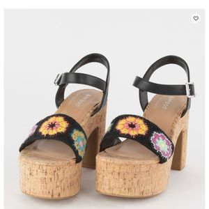 Bamboo crochet platform shoes. Size 8.5